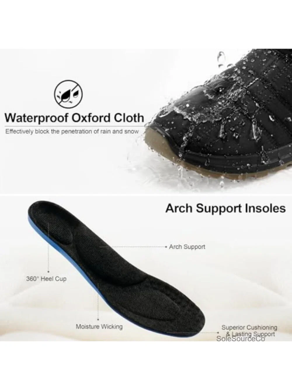 Waterproof Faux Fur Lined Mid Calf Snow Boots Women Winter Hook Loop Outdoor